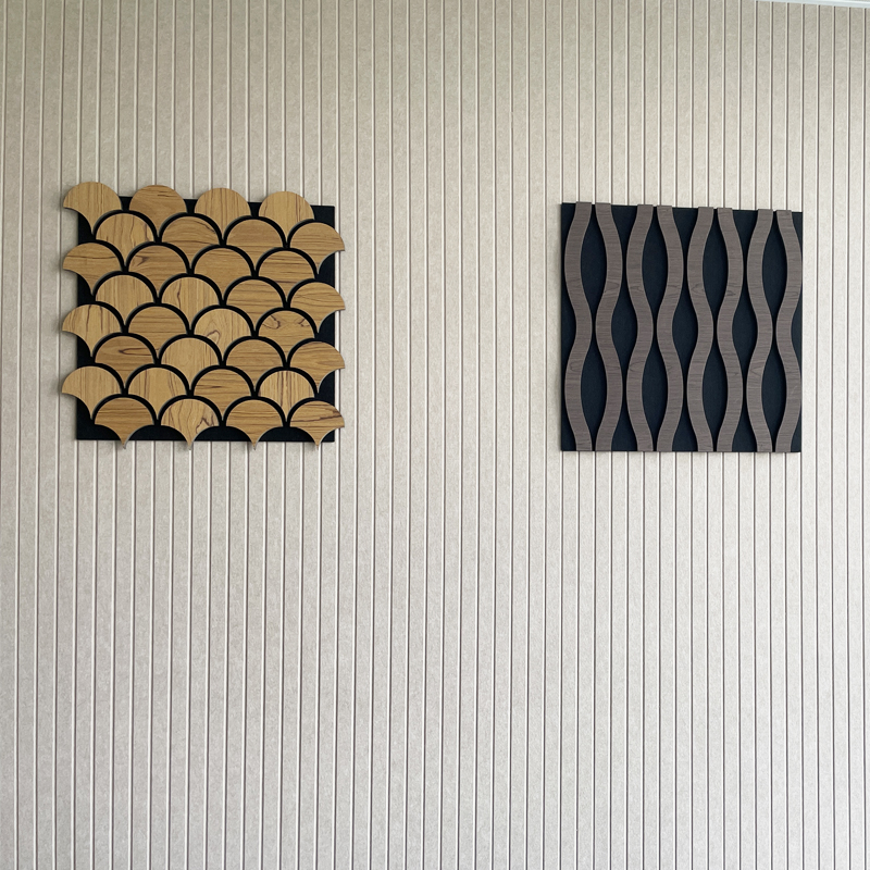 木飾面聚酯纖維多邊形裝飾墻板